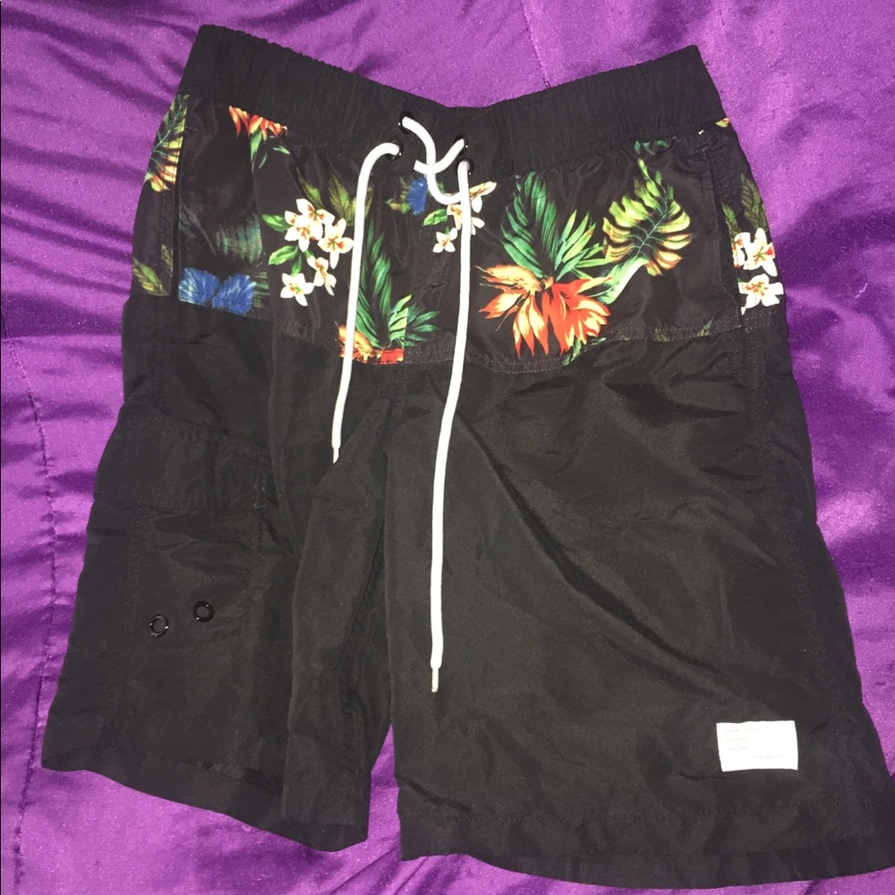 Adam Levine Tropical Black Swim Shorts